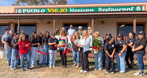 Located at 1500 8th St. in Wellington, the Collingsworth County Chamber of Commerce hosts a ribbon cutting for Pueblo Viejo Mexican Restaurant, alongside owner Rebecca Rodriguez, at 4:30 p.m. Friday, March 13, witnessed by her family, staff and community supporters. The Red River Sun/Bev Odom