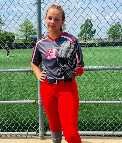 Childress Lady Cat pitcher Ansley Parr, playing for the Hotshots, competes at the 2024 Top Gun Invitational in Kansas City, Mo., pitching 18.2 innings, striking out 27 out of 74 batters and giving up only nine hits, two runs (one earned) and six walks. Following, Parr also competed in the Top Club National Championship in Oklahoma City, Okla. Courtesy Photo