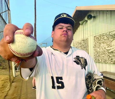 Memphis’ Eli Martin hits a grand slam to center field, scoring four runs against the Panhandle Christian Home Educators Association Warriors during a 17-16 final Monday, March 10 in Memphis. Memphis ISD