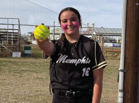 Memphis’ Kali Murphy hits a homerun against Clarendon Monday, March 24 in Memphis. Memphis ISD