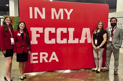 Childress High School Family, Career and Community Leaders of America (FCCLA) members Corbin Daniel and Kimi Ward, Texas FCCLA Region 1 President, and Advisers Amy Detwiler and Jeffrey Collins attend the 2023 FCCLA National Leadership Conference Sunday, July 2-Thursday, July 6 in Denver, Colo. Photos Courtesy of Childress FCCLA