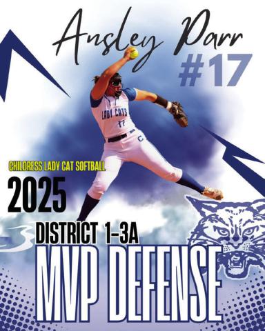Ansley Parr, Sophomore, Defensive Most Valuable Player Courtesy Graphics