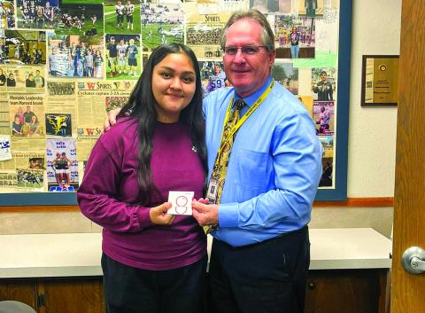Memphis Independent School District Superintendent William Alexander thanks Memphis High School senior Magaly Torres for showing integrity and respect, even when she believed no one was watching. After a recent football game, Torres got out of her vehicle and cleaned up trash left by other students. “No one asked Magaly to do so,” Alexander said. “She just did it because it was the right thing to do. The world needs more Magalys.” Photo Courtesy of Memphis ISD