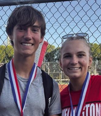 First place mixed doubles district champions, Lawson Inman and Oakley Folk. Wellington High School