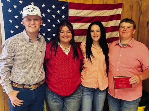 Wellington High School Future Farmers of America (FFA) members compete at the Salt Fork Soil and Water Conservation District (SWCD) Land Judging contest on Wednesday, April 2. From left: Trenton Wright, Jacy Lampe, Kenady Skelton, Jace Darrow. Wellington High School
