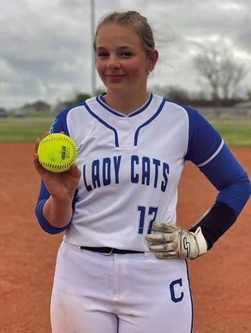 Childress’ Ansley Parr hits her sixth homerun of the season against Dalhart Friday, April 4. Courtesy Photo