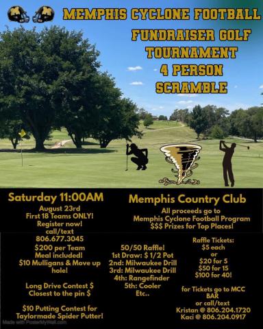 Four-person scramble to benefit Memphis Cyclone Football Program