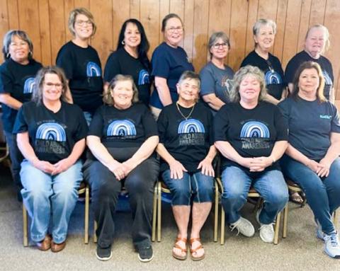 Members of the Collingsworth County Child Protective Services Board of Directors plan April child abuse awareness activities for Wellington Elementary School students. Front row, from left: President Cristin Davis, Secretary Phyllis Floyd, Treasurer Saunna Blacksher, Tammy Rodriguez, Jackie Johnson. Back row, from left: Eva Hamby, Donnie Carter, Maria Granados, Gina Harris, Lisa Hamby, Carol Bodine, Catrina Moody. for the campaign. Collingsworth County CPS Board