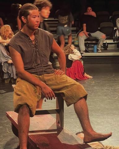 Brandon Cooper, a member of the Wellington High School Class of 2024, fine tunes his acting skills at the recent Summer Theatre Workshop, Camp on the Coast.
