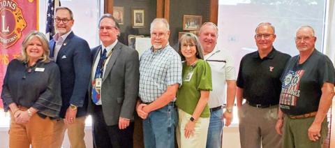 The Memphis Lions Club welcomes Texas District 31 Sen. Kevin Sparks, as well as his wife, Jill, and District 31 Director-Amarillo Shannon Parker, Wednesday, April 29 at the Memphis Community Center. A conservative businessman and community leader from Midland, Sparks was elected to the Texas State Senate in 2023. From left: Jill Sparks, Kevin Sparks, William Alexander, Charles Phillips, Leigh Ann Hawthorne, Benjamin Downey, Dick Hutcherson, Dickie Cloyd. COURTESY PHOTO