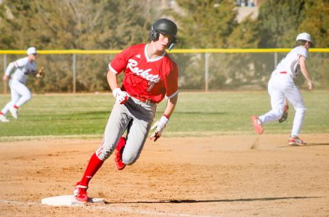 Wellington’s Jax Heflin runs the bases during the Skyrockets’ 9-5 win over San Jacinto Christian Academy Friday, March 13 in Amarillo. The Red River Sun/Shauna Salinas