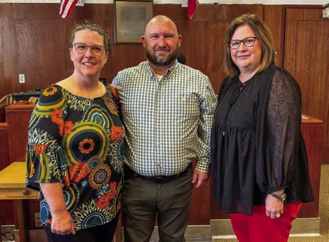 Childress County Constable Shade Miller is sworn in by Childress County Judge Kimberly Jones Monday, April 8 in the district courtroom of the Childress County Courthouse. The Red River Sun/Elizabeth Tanner