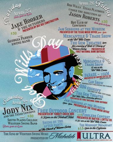 The 52nd Annual Bob Wills Day is scheduled for Thursday, April 25-Saturday, April 27 in Turkey. Graphic Courtesy of Bob Wills Day