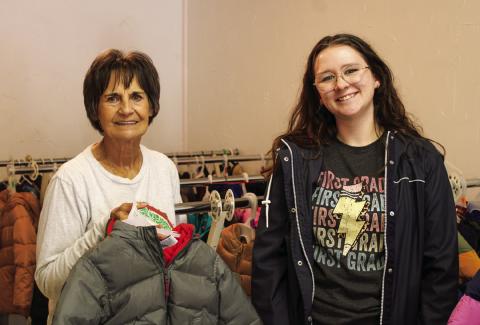 Childress County Christmas Sharing warmed over 100 individuals this holiday season, handing out 138 coats, thanks to the success of their recent Winter Coat Drive. From left: Childress County Christmas Sharing Board Members Raenell Smith and Haley Richardson. The Red River Sun/Elizabeth Tanner
