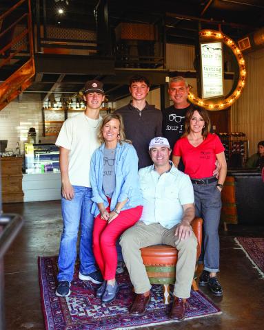 The Four I’s Winery tasting room, where family history and heritage meet the art of exceptional wine grape growing, is now open. Standing, from left: Lawson Inman, Bo Inman, Brandon Inman, Arica Lott. Sitting, from left: Amy Inman, Luke Inman Sydney Brickel Photography