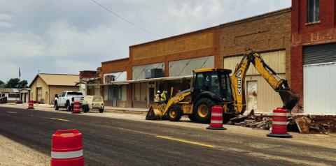Construction crews work on demolishing sidewalks on the northside of FM 338 through Dodson back in May. Photos Courtesy of Jim Ellis