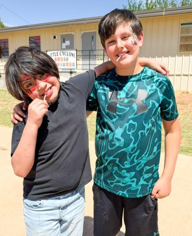 Austin Elementary School students celebrate reaching their Accelerated Reading (AR) goals with a party, including face painting and games, hosted by Memphis High School Family, Career and Community Leaders of America (FCCLA) members. MEMPHIS ISD