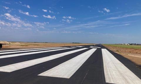 The Texas Department of Transportation (TxDOT) Aviation Capital Improvement Project is complete, featuring a partial depth reconstruction of the taxiway system, a crack seal on the runway, a 90’x90’ turnaround for large aircrafts, a widened center taxiway and new markings across the entire airfield. Courtesy Photo