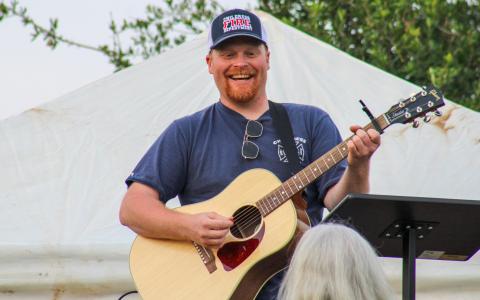 Childress Fire Department volunteer firefighter Jim Lile performs during the 2023 Childress Fire Department benefit concert at Fair Park. The Red River Sun/Elizabeth Tanner