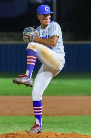 Childress’ Kade Maldonado pitches in relief against the Altus Bulldogs Tuesday, April 14 in Childress. CHILDRESS HIGH SCHOOL YEARBOOK