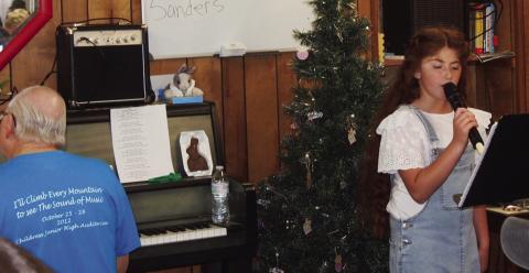 Monson Music Studio’s Bella Blu Sanders entertains at Childress Senior Citizens Center