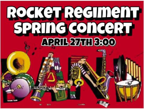 Wellington High School’s (WHS) Rocket Regiment will present its Spring Concert at 3 p.m. Sunday, April 27 in the WHS Auditorium. Additionally, the event will feature a performance from the sixth-grade and seventh-grade bands. Courtesy Image
