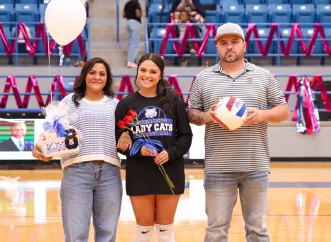 Lady Cats celebrates Senior Night win over Tulia