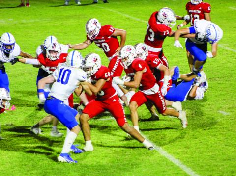 The Wellington Skyrockets battle the Lubbock Christian Eagles Friday, Sept. 20 at Powell Field in Wellington. The Red River Sun/Shauna Salinas