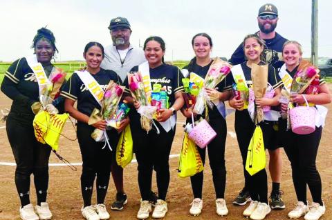 The Memphis Lady Cyclones celebrate senior night Friday, April 18 in Memphis. Memphis ISD