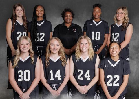 Childress’ Emma Jalomo, back row, far right, competes for the West team during the Golden Spread All-Star Games, helping lead the team to a championship win. Beating East, 78-74, and South, 63-59, Jalomo hit two three-point shots, as well as put up a fourth-quarter buzzer beater during the games Thursday, March 26-Saturday, March 28. Golden Spread All-Star Games