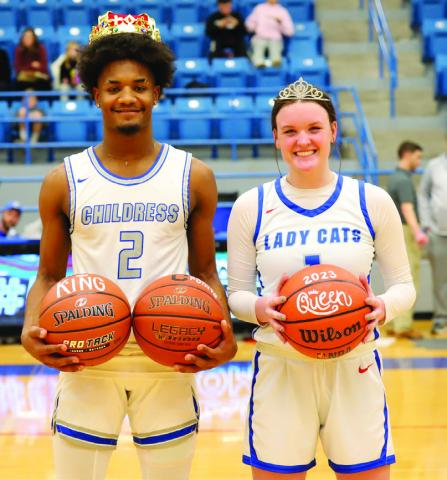 Childress Bobcat Lamont Nickleberry and Lady Cat Cameran Daniel are named 2023 King and Queen. Photos by Childress High School Yearbook Staff