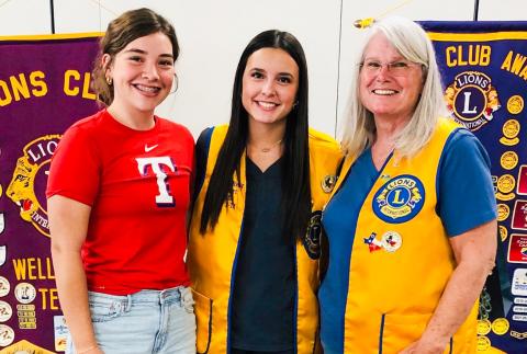 At the Monday, July 7 meeting of the Wellington Lions Club, the 2024-2025 Sweetheart Mallory O’Rear bid the club farwell, expressing her appreciation for the kindness and support she has received this past program year. From left: 2025-2026 Sweetheart Treylea Wiebe, O’Rear, Boss Lion Lori O’Rear. The Red River Sun/Bev Odom