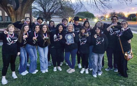 Memphis High School One Act Play advances to the bi-district round, thanks to a thirdplace finish with “The Girl In The White Pinafore” at the recent District 2-2A One Act Play Contest Wednesday, March 20 at Wellington High School. Photo Courtesy of Memphis ISD