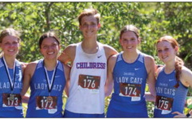 Childress High School cross country athletes, including Sophie Stephens, left, Clarissa Gamboa, Austin Bradley, Natalie Pierce and Brooke Pierce, compete in a recent cross country invitational. Through the Lens of Liz/Elizabeth Oronia