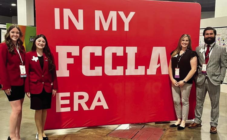 Childress High School Family, Career and Community Leaders of America (FCCLA) members Corbin Daniel and Kimi Ward, Texas FCCLA Region 1 President, and Advisers Amy Detwiler and Jeffrey Collins attend the 2023 FCCLA National Leadership Conference Sunday, July 2-Thursday, July 6 in Denver, Colo. Photos Courtesy of Childress FCCLA